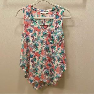 Lush Floral Sleeveless Blouse